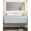 Mondiaz VICA ensemble de meuble de salle de bain - 150cm - meuble sous-vasque argile - 2 tiroirs - lavabo lune milieu - sans trou de robinet - miroir LED - version XL 60cm haut SW1097890