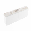 MONDIAZ TURE-DLUX Meuble de toilettes 120 cm Talc. EDEN lavabo Frappe position milieu. Sans trou de robinet. SW1102600