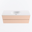 Mondiaz VICA ensemble de meuble de salle de bain - 130cm - meuble sous-vasque rosee - 2 tiroirs - lavabo moon milieu - 1 trou de robinet - version haute de 60cm - talc SW1080344