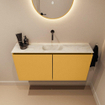 MONDIAZ TURE-DLUX Meuble toilette - 100cm - Ocher - EDEN - vasque Ostra - position centrale - sans trou de robinet SW1104963