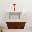 Mondiaz JOYA-DLUX 40cm toiletmeubel - kleur Ruby - Wastafel FAYE positie Links Zonder kraangat kleur Glace. SW1423514