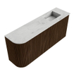 Mondiaz JOYA-DLUX 91.6cm toiletmeubel - ronding links kleur Walnut - Wastafel FAYE positie Rechts Zonder kraangat kleur Opalo. SW1422570