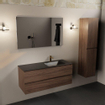 Mondiaz AIVY Ensemble de meuble - 120x45x50cm - 1 trou de robinet - 1 vasque Urban Solid surface - Droite - 2 tiroirs - avec miroir - Melamine Mocha SW892246