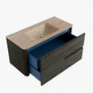Mondiaz CIRO-DLUX Ensemble de meubles de salle de bains - 100x45x50cm - Lavabo en solid surface Saba - 1 vasque au centre - 1 trou de robinet - 2 tiroirs - Shadow SW1532752