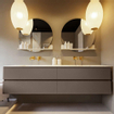 MONDIAZ VICA-DLUX Ensemble meuble de salle de bains - 200cm - armoire sous-vasque smoke - 4 tiroirs - lavabo encastré cloud double - sans trous de robinet - version haute 60cm - frape SW1088955