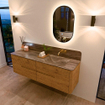 Mondiaz CIRO-DLUX Badkamermeubelset - 160x45x50cm - Solid surface wastafel Oza - 1 wasbak Rechts - zonder kraangaten - 4 lades - Oak SW1531146