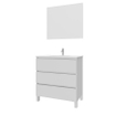 Adema Chaci PLUS Ensemble de meuble - 79.5x86x45.9cm - 1 vasque rectangulaire en céramique Blanc - 1 trou de robinet - 3 tiroirs - miroir rectangulaire - Blanc mat SW926038