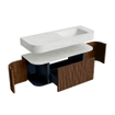 MONDIAZ THOR-DLUX 120cm meuble de salle de bains arrondi gauche + droite couleur Walnut avec 1 tiroir et 2 portes. Vasque suspendue CLOUD Droite 1 trou de robinet couleur Opalo. SW1463252