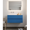 Mondiaz VICA ensemble de meuble de salle de bain - 100cm - meuble sous-vasque jeans - 2 tiroirs - lavabo moon gauche - sans trou de robinet version XL 60cm de haut SW1090938