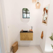 Mondiaz JOYA-DLUX 60cm toiletmeubel - kleur Oak - Wastafel FAYE positie Links 1 kraangat kleur Lava. SW1422051