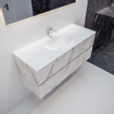 Mondiaz VICA ensemble de meuble de salle de bain - 120cm - meuble sous-vasque carrara - 2 tiroirs - lavabo moon milieu - 1 trou de robinet - miroir LED - version XL 60cm haut SW1097552