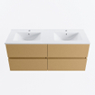 Mondiaz VICA ensemble de meuble de salle de bain - 120cm - meuble sous-vasque oro - 4 tiroirs - lavabo denia double - 2 trous de robinet - version haute de 60cm - blanc brillant SW1080311