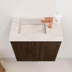 Mondiaz JOYA-DLUX 40cm toiletmeubel - kleur Walnut - Wastafel FAYE positie Links 1 kraangat kleur Ostra. SW1422557