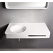 Ideavit Solidbrio Lavabo 90x48x10cm rectangulaire sans trou pour robinetterie 1 vasque avec porte serviette Solid surface blanc SW85931