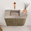 Mondiaz JOYA-DLUX 51.6cm toiletmeubel - ronding rechts kleur Dusk - Wastafel FAYE positie Links Zonder kraangat kleur Oza. SW1425998