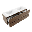 Mondiaz VICA 140cm meubles de salle de bains Mocha 4 tiroirs. Lavabo CLOUD Double sans trou pour robinet, couleur Talc. SW1208823