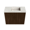 Mondiaz JOYA-DLUX 50cm toiletmeubel - kleur Walnut - Wastafel FAYE positie Rechts Zonder kraangat kleur Ostra. SW1422602