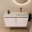 MONDIAZ TURE-DLUX Meuble de toilettes 80 cm Rosee. EDEN lavabo Opalo position droite. Sans trou de robinet. SW1104509
