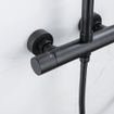 Fortifura Calvi Ensemble de douche pluie - thermostatique - douche principale 25cm - flexible lisse - douchette à main - noir mat SW1204413