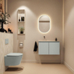 MONDIAZ TURE-DLUX Meuble toilette - 80cm - Greey - EDEN - vasque Ostra - position gauche - sans trou de robinet SW1104838