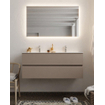 Mondiaz VICA ensemble de meuble de salle de bain - 120cm - meuble sous-vasque fumée - 2 tiroirs - lavabo lune double - 2 trous de robinet - version XL 60cm haut SW1089785