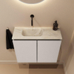 MONDIAZ TURE-DLUX Meuble toilette - 60cm - Linen - EDEN - vasque Ostra - position gauche - sans trou de robinet SW1104920