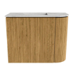Mondiaz JOYA-DLUX 51.6cm toiletmeubel - ronding rechts kleur Oak - Wastafel FAYE positie Links Zonder kraangat kleur Glace. SW1422005