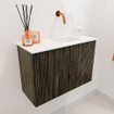 Mondiaz JOYA 60cm meuble de salle de bains - couleur Shadow - Lavabo FAYE position Droite Sans trou de robinet couleur Talc. SW1421396