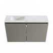 MONDIAZ TURE-DLUX Meuble WC 80 cm Smoke. Lavabo EDEN Opalo position gauche. Avec 1 trou de robinet. SW1104563