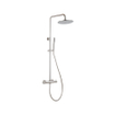 Fortifura Calvi Ensemble de douche de tête - thermostatique - pomme de douche 25cm - flexible lisse - douchette stick - Inox brossé PVD SW1204412