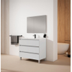 Adema Chaci PLUS Ensemble de meuble - 99.5x86x45.9cm - 1 vasque rectangulaire en céramique Blanc - 1 trou de robinet - 3 tiroirs - miroir rectangulaire - Blanc mat SW926301
