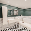 MONDIAZ LUSH Ensemble de meuble de salle de bain - 150cm - 1 tiroir - lavabo BARCO - vasque à droite - 1 trou de robinet - sous-couche SW409688