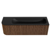 MONDIAZ KURVE 145cm Meuble salle de bain avec module 25 G - couleur Walnut - 1 tiroir - 1 porte - vasque BIG LARGE droite - sans trous de robinet - Urban SW1138516