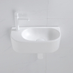 QeramiQ Fuente Ensemble de Lavabo - 40x21.5x12cm - gauche - lisse - demi-rond - 1 trou de robinet - céramique - ensemble de robinet blanc mat - bouchon de vidange - siphon abaissé - blanc mat SW1232802