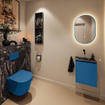 MONDIAZ TURE-DLUX Meuble toilette - 40cm - Jeans - EDEN - vasque Lava - position centrale - sans trou de robinet SW1103819