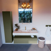 Mondiaz ALAN-DLUX Ensemble de meuble - 120cm - meuble Army mat - 1 tiroir - Lavabo Cloud Frappe suspendu - vasque Centre - 1 trou de robinet SW804760