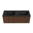 MONDIAZ KURVE 120cm Meuble salle de bain - couleur Walnut - 1 tiroir - vasque CLOUD double - 2 trous de robinet - Urban SW1138489