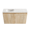 MONDIAZ TURE-DLUX Meuble toilette - 80cm - Washed Oak - EDEN - vasque Ostra - position gauche - sans trou de robinet SW1105138