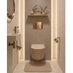 QeramiQ Dely Swirl Ensemble WC - réservoir encastré Qeramiq Flush - abattant 35mm - plaque de commande en métal cuivre - boutons ronds - beige SW1578341