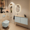 MONDIAZ TURE-DLUX Meuble toilette - 100cm - Greey - EDEN - vasque Frappe - position gauche - sans trou de robinet SW1102822