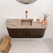 Mondiaz JOYA-DLUX 83.2cm meuble de salle de bains WC - arrondis gauche et droite couleur Noyer - Vasque FAYE position Milieu Sans trou de robinet couleur Arena SW1424388