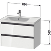 Duravit Ketho 2 wastafelonderbouwkast met 2 laden voor waskom links 78.4x45.5x54.9cm met grepen antraciet eiken terra mat SW773046