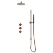 Fortifura Nebbio Regendoucheset - inbouwkraan - inbouwdeel - glijstang - doucheslang glad - staafhanddouche - 35cm wandarm - 30cm ronde hoofddouche - geborsteld koper PVD (koper) SW1237525