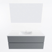 Mondiaz VICA ensemble de meuble de salle de bain - 120cm - meuble sous-vasque plata - 2 tiroirs - lavabo denia milieu - 1 trou de robinet - couleur Blanc Brillant - miroir LED - version XL 60cm haut SW1091966