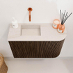Mondiaz JOYA-DLUX 61.6cm toiletmeubel - ronding rechts kleur Walnut - Wastafel FAYE positie Links Zonder kraangat kleur Meli. SW1424423