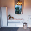 Mondiaz ALAN-DLUX Ensemble de meuble - 120cm - meuble Talc mat - 2 tiroirs - Lavabo Cloud Glace suspendu - vasque Droite - 0 trous de robinet SW805185