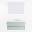 Mondiaz VICA ensemble de meuble de salle de bain - 100cm - meuble sous-vasque greey - 2 tiroirs - lavabo denia milieu - 1 trou de robinet - couleur Blanc Brillant - miroir LED - version XL 60cm haut SW1091943