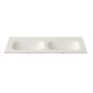 Saniclass Flow Meubelwastafel - 121x46x1.5cm - overloop - 2 wasbakken - zonder kraangaten - solid surface wit mat SW1224150