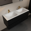 Mondiaz AIVY Ensemble de meuble - 120x45x50cm - 2 trous de robinet - 2 vasques talc Solid surface - Gauche et droite - 2 tiroirs - avec miroir - MDF Urban SW892346