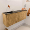 Mondiaz JOYA-DLUX 111.6cm toiletmeubel - ronding rechts kleur Oak - Wastafel FAYE positie Links Zonder kraangat kleur Lava. SW1422090